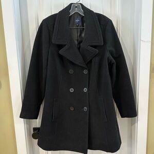 Women's Black Double-Breasted Coat